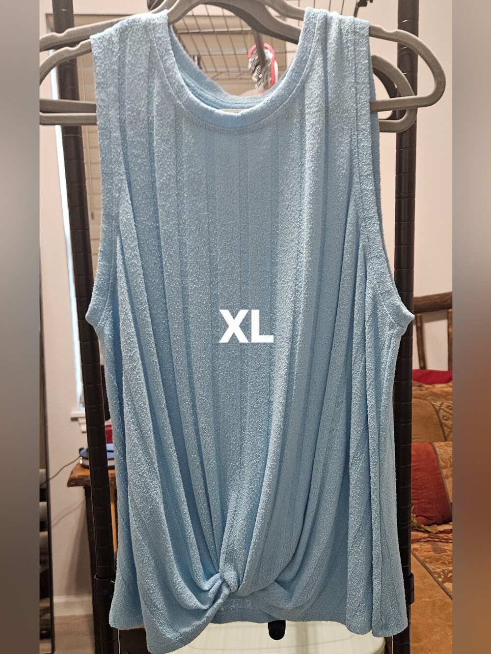 Light Blue Sleeveless Knot-Front Women's Top